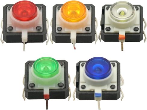 10 PCS 12x12x7.3 Push Bush Bustice Switch لحظة LED 5 Color 12x12x7.3mm 12 * 12 * 7.3mm in Saudi Arabia