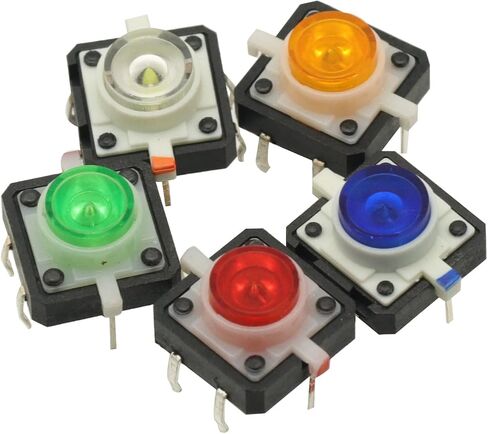 10 PCS 12x12x7.3 Push Bush Bustice Switch لحظة LED 5 Color 12x12x7.3mm 12 * 12 * 7.3mm in Saudi Arabia