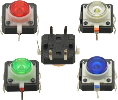10 PCS 12x12x7.3 Push Bush Bustice Switch لحظة LED 5 Color 12x12x7.3mm 12 * 12 * 7.3mm in Saudi Arabia