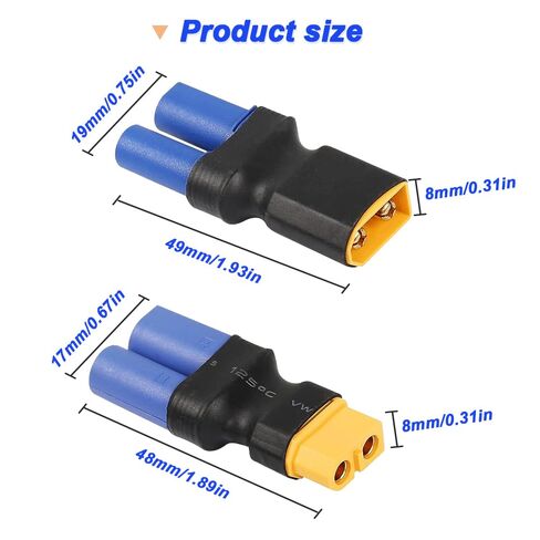 XT60 to EC3 Plug Adapter, EC3 Male to XT60 Female Plug & EC3 Female to XT60 Male Plug for RC FPV Drone Car Lipo NiMH Battery Charger ESC (4 Pack) in Saudi Arabia