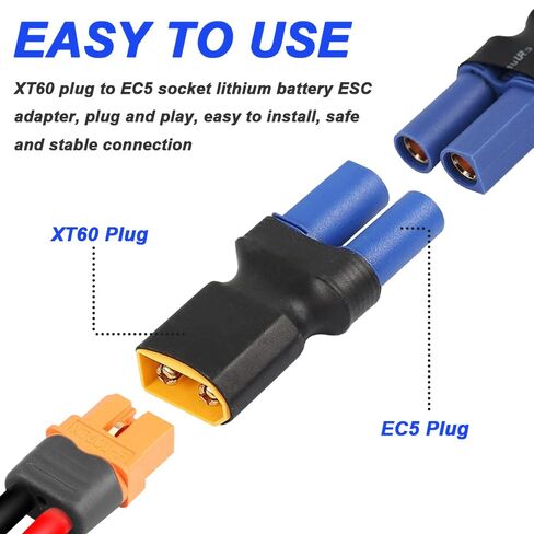 XT60 to EC3 Plug Adapter, EC3 Male to XT60 Female Plug & EC3 Female to XT60 Male Plug for RC FPV Drone Car Lipo NiMH Battery Charger ESC (4 Pack) in Saudi Arabia