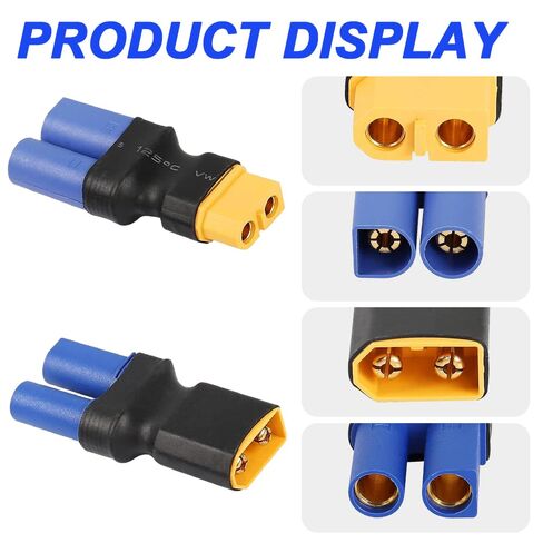 XT60 to EC3 Plug Adapter, EC3 Male to XT60 Female Plug & EC3 Female to XT60 Male Plug for RC FPV Drone Car Lipo NiMH Battery Charger ESC (4 Pack) in Saudi Arabia