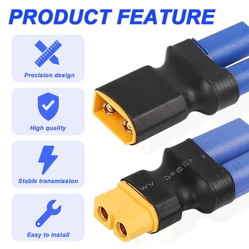 XT60 to EC3 Plug Adapter, EC3 Male to XT60 Female Plug & EC3 Female to XT60 Male Plug for RC FPV Drone Car Lipo NiMH Battery Charger ESC (4 Pack) in Saudi Arabia