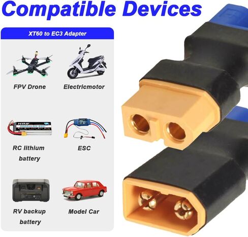 محول المكونات XT60 إلى EC3 ، من الذكور EC3 إلى XT60 أنثى الإناث و EC3 أنثى إلى XT60 Male Plugh for RC FPV Drone Car Lipo NIMH Charger in Saudi Arabia