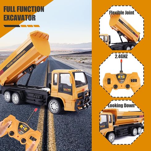 Remote Control Excavator Toys for Boys, RC Excavator Toy for Boys 3 4 5 6 7 8 Year Old Kids Christmas Birthday Gift，RC Digger Truck Construction Vehicles with Metal Shovel & Light in Saudi Arabia