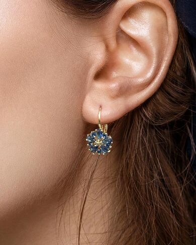 Vintage Gold Flower Birthstone Earrings - Hypoallergenic Leverback Floral Earrings, Trendy Jewelry Gift for Women in Saudi Arabia