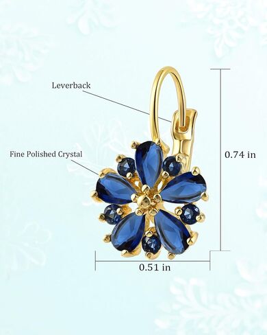 Vintage Gold Flower Birthstone Earrings - Hypoallergenic Leverback Floral Earrings, Trendy Jewelry Gift for Women in Saudi Arabia