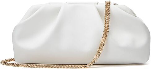 Women's Ruched Clutch Purse, Metallic Gold Vegan Leather Evening Bag, Formal Pleated Handbag for Wedding Party Prom in Kuwait