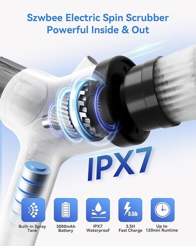 جهاز تناسق كهربائي متميز ، IPX7 مقاوم للماء مع رذاذ رغوة ، دش شاق وحوض استحمام لحمام ، 300/380 دورة في الدقيقة عالية ، مقبض طويل من الفولاذ المقاوم للصدأ ، شاشة LCD وبعدها بواسطة SZWBEE in Saudi Arabia