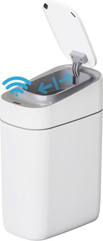 WLIVE Automatic Bathroom Trash Can with Lid, 9L/2.4Gallon, Motion Sensor Trash Can, 3 Modes, IPX5 Waterproof Small Waste Bin for Bathroom, Office, Dormitory, White + Gold in Saudi Arabia