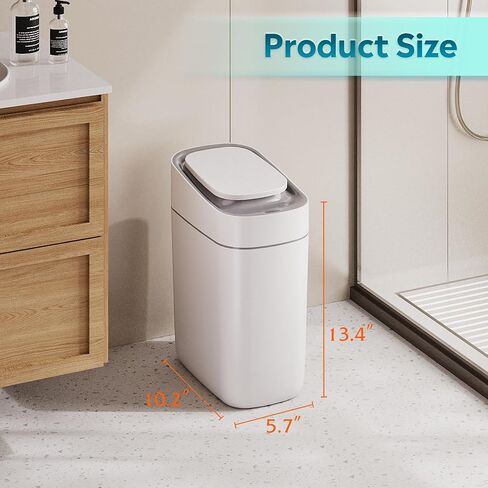 WLIVE Automatic Bathroom Trash Can with Lid, 9L/2.4Gallon, Motion Sensor Trash Can, 3 Modes, IPX5 Waterproof Small Waste Bin for Bathroom, Office, Dormitory, White + Gold in Saudi Arabia