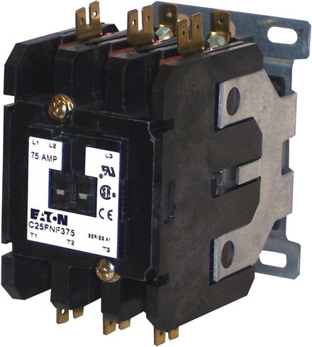 Eaton C25FNF375B محدد الغرض من المقاولين ، 50 مم ، 3 أعمدة ، مربعات مربع ، وربط سريع الجانبي جنبا إلى جنب ، تصنيف 75A الحالي ، 5 أقصى مرحلة HP في 115 فولت ، 20 ماكس HP ثلاث مرحلة في 230V ، 50 كحد أقصى HP في الجهد 480V ، 208-240V COIL in Saudi Arabia