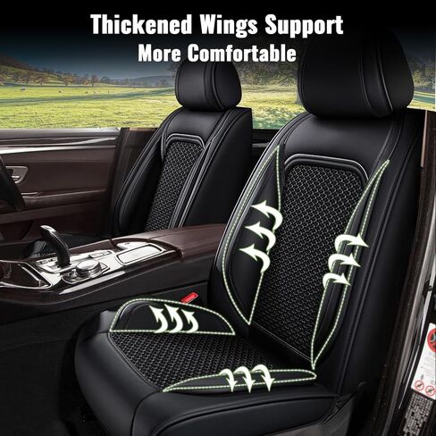 Car Seat Covers Fit for GMC Yukon:2007-2025 Front Seat Cooling Ice Silk Leather Automotive Seat Cover Ventilated Vehicle Seat Cushion Protector(2 Seats Black) in Saudi Arabia