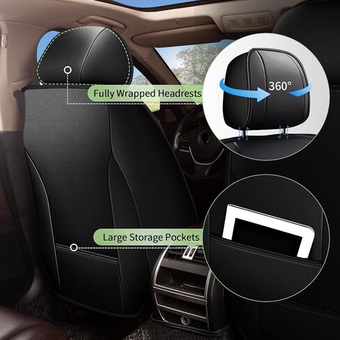 Car Seat Covers Fit for GMC Yukon:2007-2025 Front Seat Cooling Ice Silk Leather Automotive Seat Cover Ventilated Vehicle Seat Cushion Protector(2 Seats Black) in Saudi Arabia