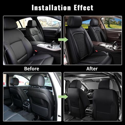 Car Seat Covers Fit for GMC Yukon:2007-2025 Front Seat Cooling Ice Silk Leather Automotive Seat Cover Ventilated Vehicle Seat Cushion Protector(2 Seats Black) in Saudi Arabia