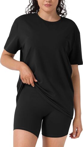 2 Piece Lounge Sets for Women, Short Sleeve Oversized Tee & Biker Shorts, Casual Summer Outfits Matching Set in Saudi Arabia