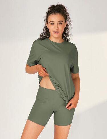 2 Piece Lounge Sets for Women, Short Sleeve Oversized Tee & Biker Shorts, Casual Summer Outfits Matching Set in Saudi Arabia