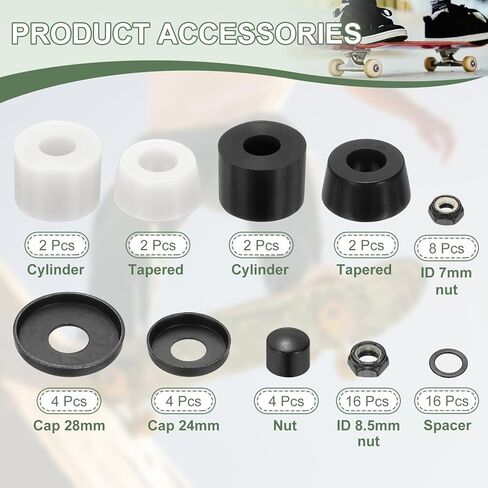 Skateboard Bushings, Skateboard Truck Rebuild Long-Board Kit Bushings Washers Pivot Cups in Kuwait