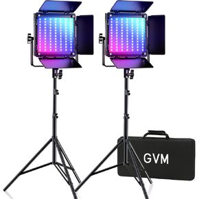GVM RGB Led Video Light, 2PCS Video Lighting Kit with APP Control, 40W Photography Lighting Led Panel Light with 8 Kinds of The Scene Lights for Studio YouTube, 3200K-5600K, CRI 97+ in Kuwait