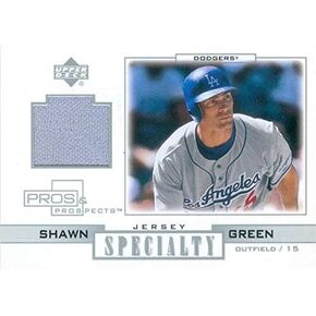 Autograph Warehouse 652810 Shawn Green Player Worn Jersey Patch Baseball Card - Los Angeles Dodgers - 2001 Upper Deck Pros & Prospects No.SSG in Saudi Arabia