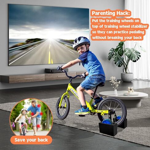Bike Training Wheel Trainer,Indoor Kid Bike Riding Training Wheels Stabilizers,Pedal Cycle Block Holder with 2 Anti-Slip Pads,Home Trainer for Kids Bicycle with Training Wheels,Safe & Stable - Wooden in Kuwait