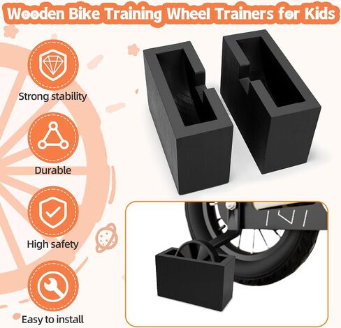 Bike Training Wheel Trainer,Indoor Kid Bike Riding Training Wheels Stabilizers,Pedal Cycle Block Holder with 2 Anti-Slip Pads,Home Trainer for Kids Bicycle with Training Wheels,Safe & Stable - Wooden in Kuwait