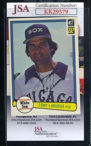 Tony Larussa JSA Coa Autograph 1982 Donruss Hand Signed - Baseball Slabbed Autographed Cards in Saudi Arabia