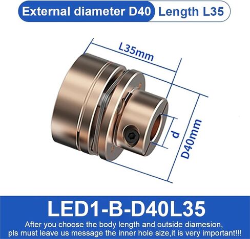 LED1-B-D40L35 LED2-B-D40L50 Flange Coupling LED D40L35/50 Flexible Motor Shaft Coupler Aluminium Diaphragms Universal Joint for 3D Printer 1Pcs(LED2-B-D40L50-6X8) in Kuwait
