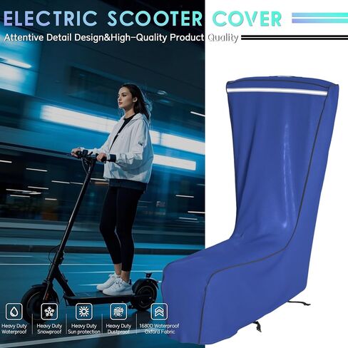 Electric Scooter Cover,1680D Heavy Duty Waterproof and Dustproof Oxford Cloth, UV Resistant & Anti-Scratch, Includes Storage Pouch,A Better Fitting Electric Scooter Cover (45x8x47) in Saudi Arabia