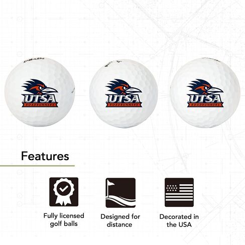 جامعة الصحراء الصبار في تكساس في San Antonio Golf Balls 3 Pack Full Color Golf Ball (Design A) in Saudi Arabia