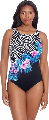 Women's Panel Scoopback Highneck One Piece Swimsuit in Kuwait
