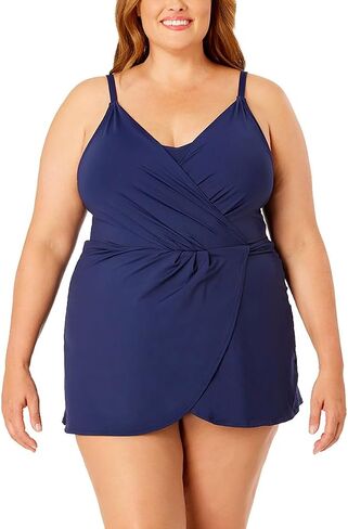 Lands' End Women's Skirted Wrap One Piece Swimsuit Swim Dress in Saudi Arabia