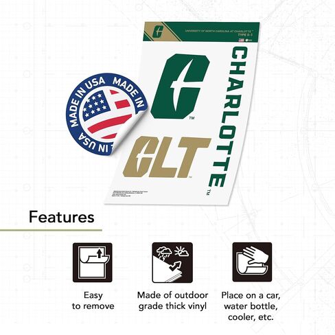 Desert Cactus University في North Carolina Charlotte Sticker UNCC Forty Niners 49ers Vinyl Scals Laptop Bottle Car Scrapbook T5 (النوع 5-1) in Saudi Arabia