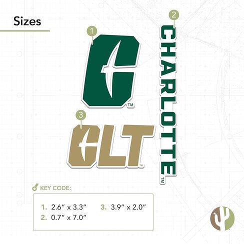 Desert Cactus University في North Carolina Charlotte Sticker UNCC Forty Niners 49ers Vinyl Scals Laptop Bottle Car Scrapbook T5 (النوع 5-1) in Saudi Arabia