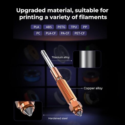 Creality K1C Nozzle Kit 4 PCS, High Flow Quick-Swap Nozzle Kit, Swift Installation Tipped Copper and Titanium Alloy Heatbreak Nozzle, Compatible with Creality K1C, K1 SE, Ender 3 V3 Plus 3D Printer in Saudi Arabia