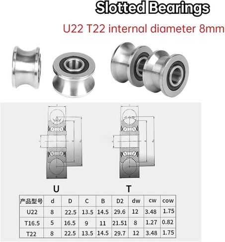 1pcs t-slot u-slot تحمل U22T22 مسار بكرة العجلة التي تحمل أكثر من 12 محور 8 * 22.5 * 14.5 * 13.5 مم (T22) in Kuwait