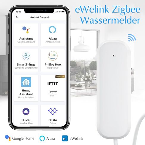 Zigbee Water Leak Detector, Water Alarm Leak Detector for Home Basement, Ewelink APP Leakage Alarm, Low Battery Notification, Compatible with Alexa / Google Home, ZigBee 3.0 Hub Required in Kuwait