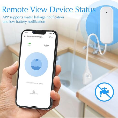 Zigbee Water Leak Detector, Water Alarm Leak Detector for Home Basement, Ewelink APP Leakage Alarm, Low Battery Notification, Compatible with Alexa / Google Home, ZigBee 3.0 Hub Required in Kuwait