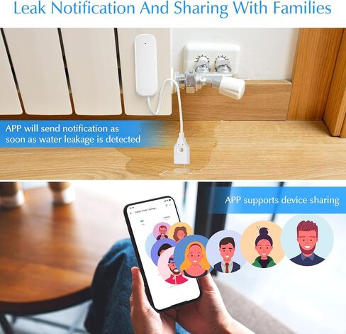 Zigbee Water Leak Detector, Water Alarm Leak Detector for Home Basement, Ewelink APP Leakage Alarm, Low Battery Notification, Compatible with Alexa / Google Home, ZigBee 3.0 Hub Required in Kuwait