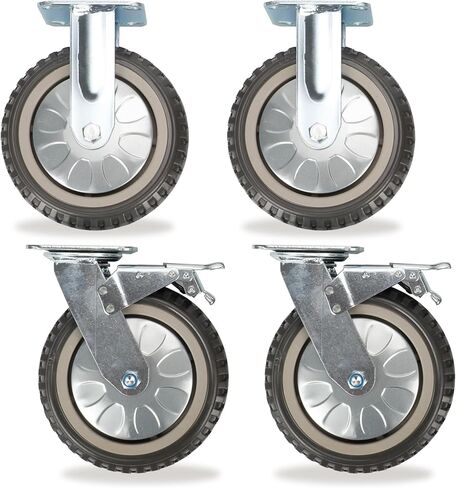 6 inch Caster Wheels Set of 4 360 Degree Swivel Castors Anti-Skid Mute Top Plate Casters,2pcs Swivel Brake Casters 2pcs Fixed Casters in Saudi Arabia