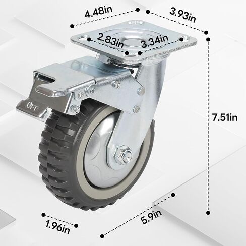 6 inch Caster Wheels Set of 4 360 Degree Swivel Castors Anti-Skid Mute Top Plate Casters,2pcs Swivel Brake Casters 2pcs Fixed Casters in Saudi Arabia