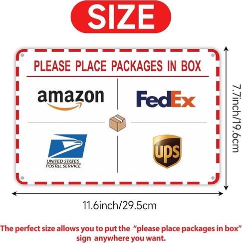 Please Leave Packages and Deliveries Here Sign，Self-Adhesive Waterproof and Durable Delivery Signs for Packages, Please Place Packages in Box for Home，Office，Shop，Door in Saudi Arabia