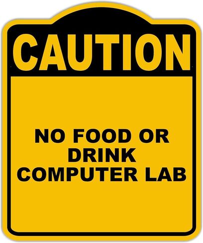 لا طعام أو شرب كمبيوتر مختبر الحذر الأصفر الأسود الألومنيوم المركب المركب 15 × 18 بوصة in Kuwait