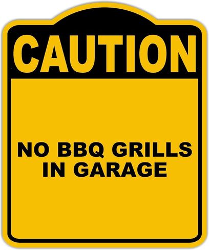 لا توجد شوايات شواء في المرآب تحذير أصفر أسود من الألومنيوم المركب 20 × 24 بوصة in Kuwait