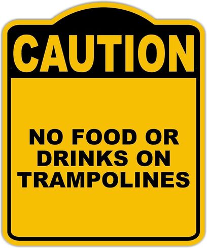 لا طعام أو مشروبات على الترامبولين حذر علامة الألومنيوم الأسود الصفراء 8.5 × 10 بوصات in Kuwait