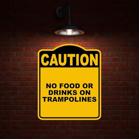 لا طعام أو مشروبات على الترامبولين حذر علامة الألومنيوم الأسود الصفراء 8.5 × 10 بوصات in Kuwait