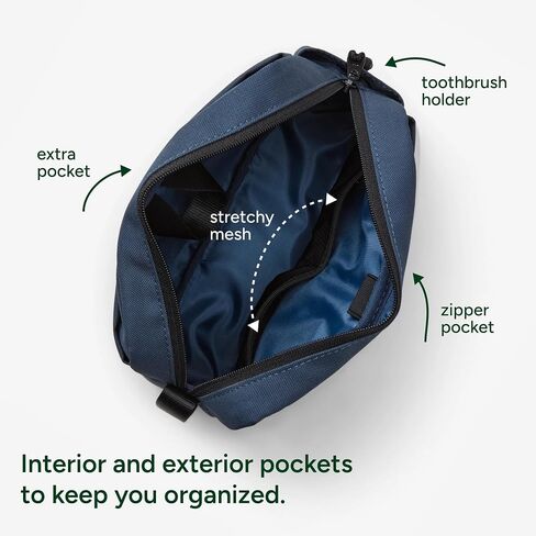 Sidecar Toiletry Kit – Compact Travel Kit with Waterproof Pouch, Mesh Pockets, Toothbrush Holder & Hanging Loop – Toiletry Bag Organizer for Men & Women – Marine in Kuwait