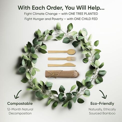 مجموعة من المناديل المدمجة مسبقًا ومقاومة المائدة الخيزران مع مناديل بنية (50 حزمة ، 200 قطعة) 100 ٪ قابلة للتحلل ، والسكاكين الصديقة للبيئة ، وملفقة يمكن التخلص منها-شوك الخيزر in Kuwait