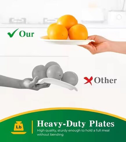 10-Inch Compostable Paper Plates [250-Pack] – Heavy-Duty Disposable Bagasse (Sugarcane Fiber) Plates, Eco-Friendly Biodegradable Dinnerware, Microwave-Safe & Leak-Proof (125, 10 Inch) in Kuwait