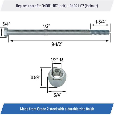 مجموعة الترباس محور العجلة 1/2 "-13 × 9-1/2" للاستبدال لـ SCAG Turf Tiger Cubs-04001-167 ، 04021-07 (2 Pack) in Saudi Arabia